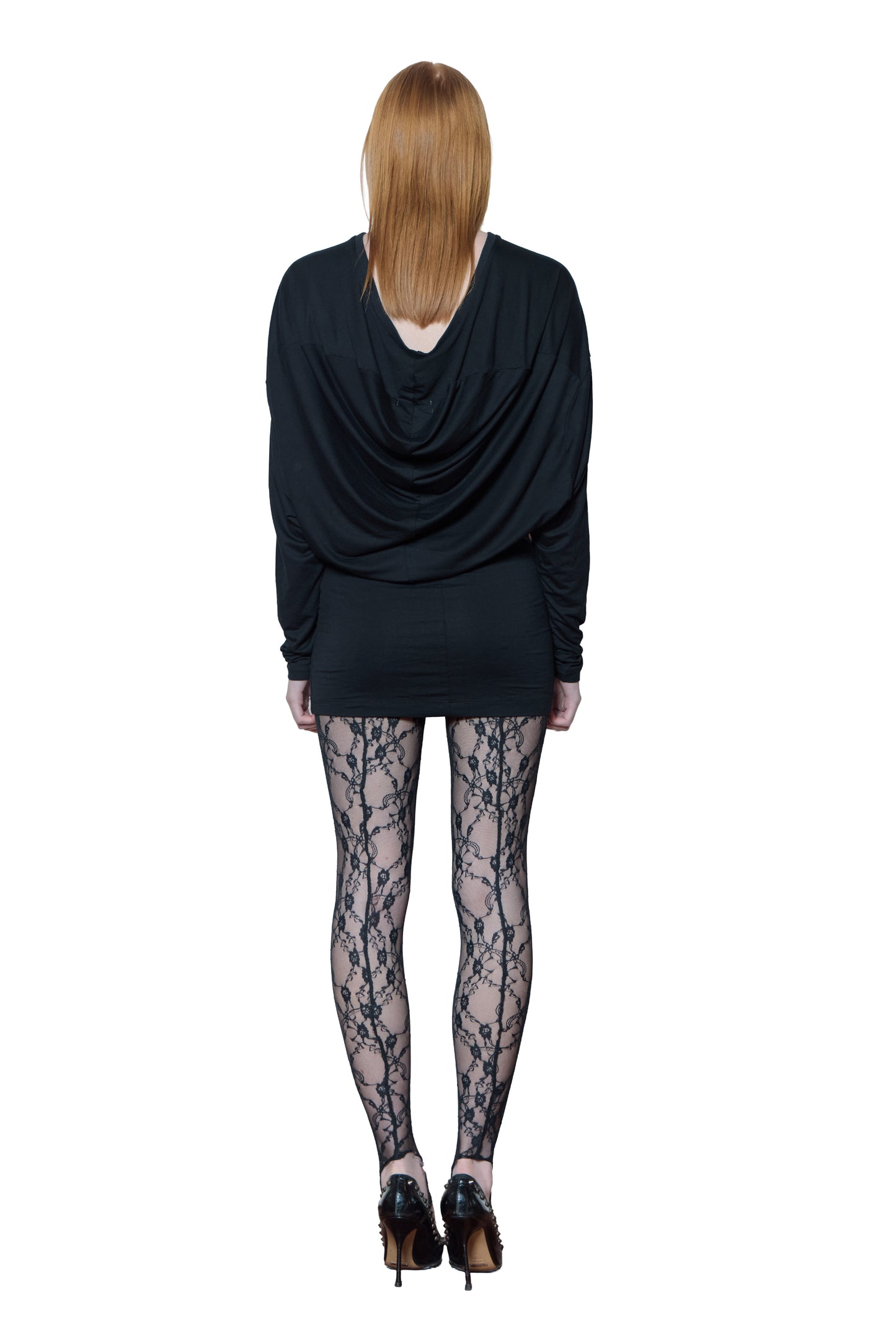 LONG LIQUID TEE, BLACK